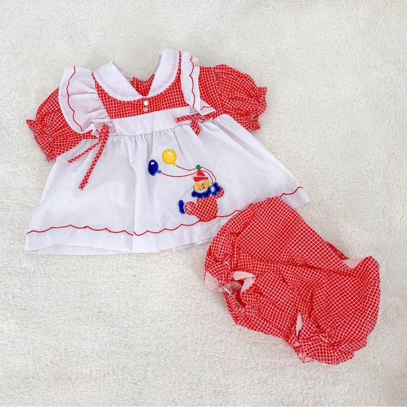 Vintage Kids Matching Set - Red and White